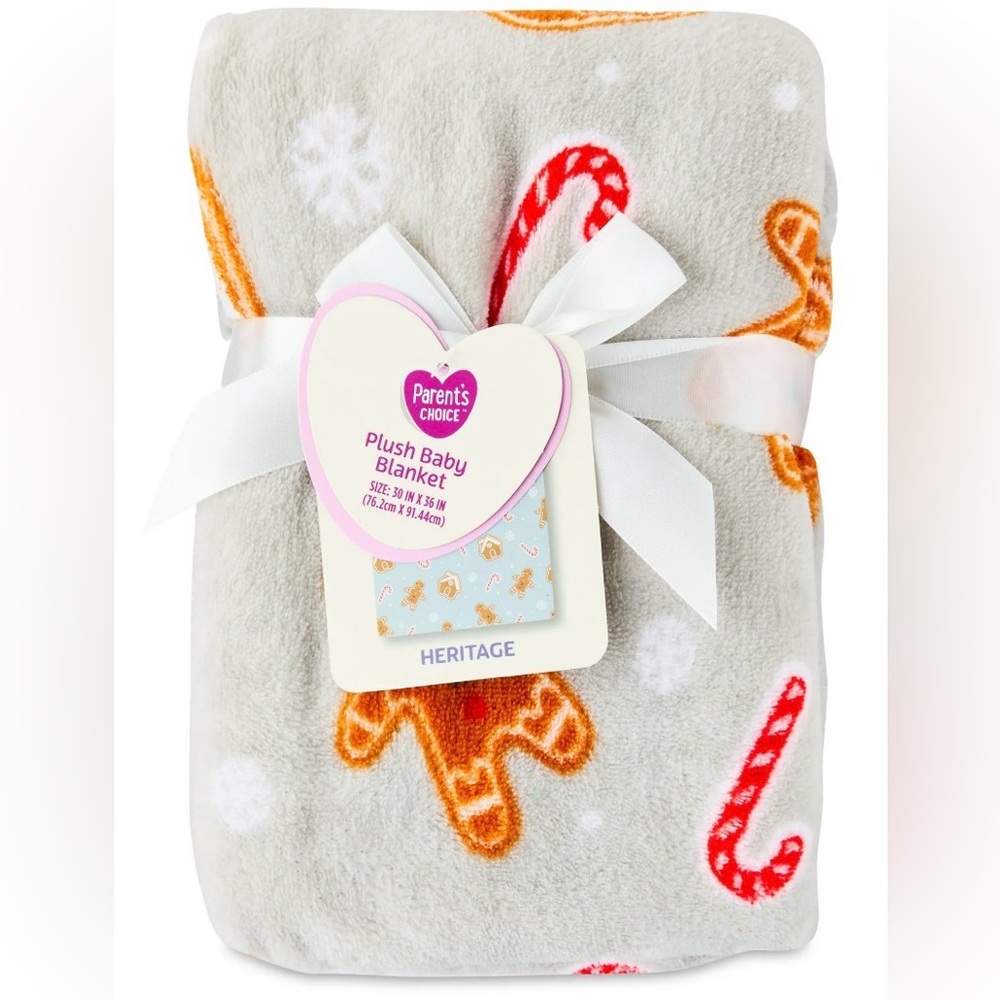 Plush Baby Blanket Gingerbread Gray 30” x 36” New